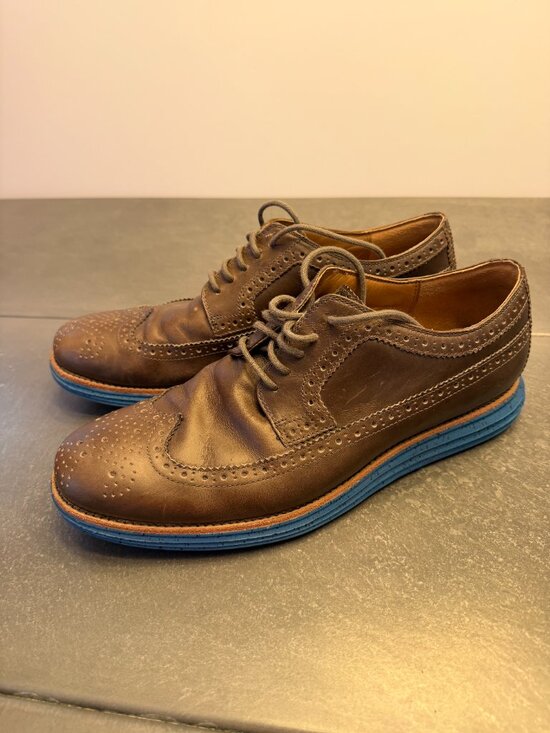 Cole Haan LunarGrand Long Wingtip Oxford Brown Leather Blue Sole Men’s 11.5 main image 5
